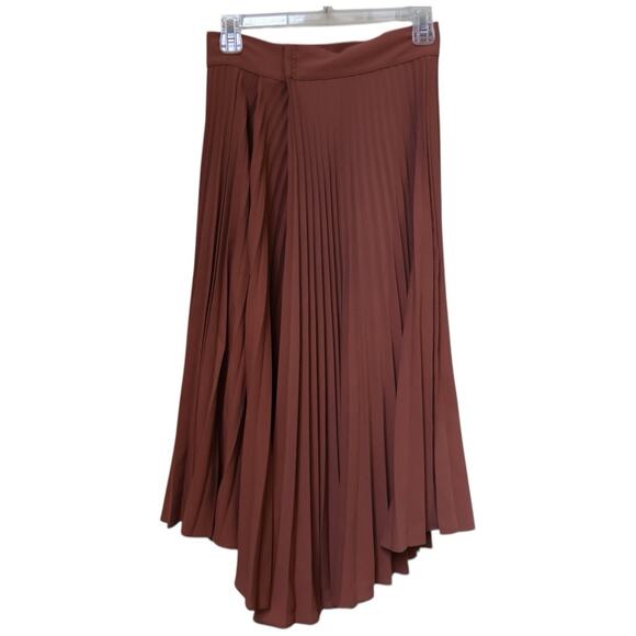 Vince Drape Pleated Midi Skirt Vintage Rose Asymmetrical Size 0 - Picture 3 of 12